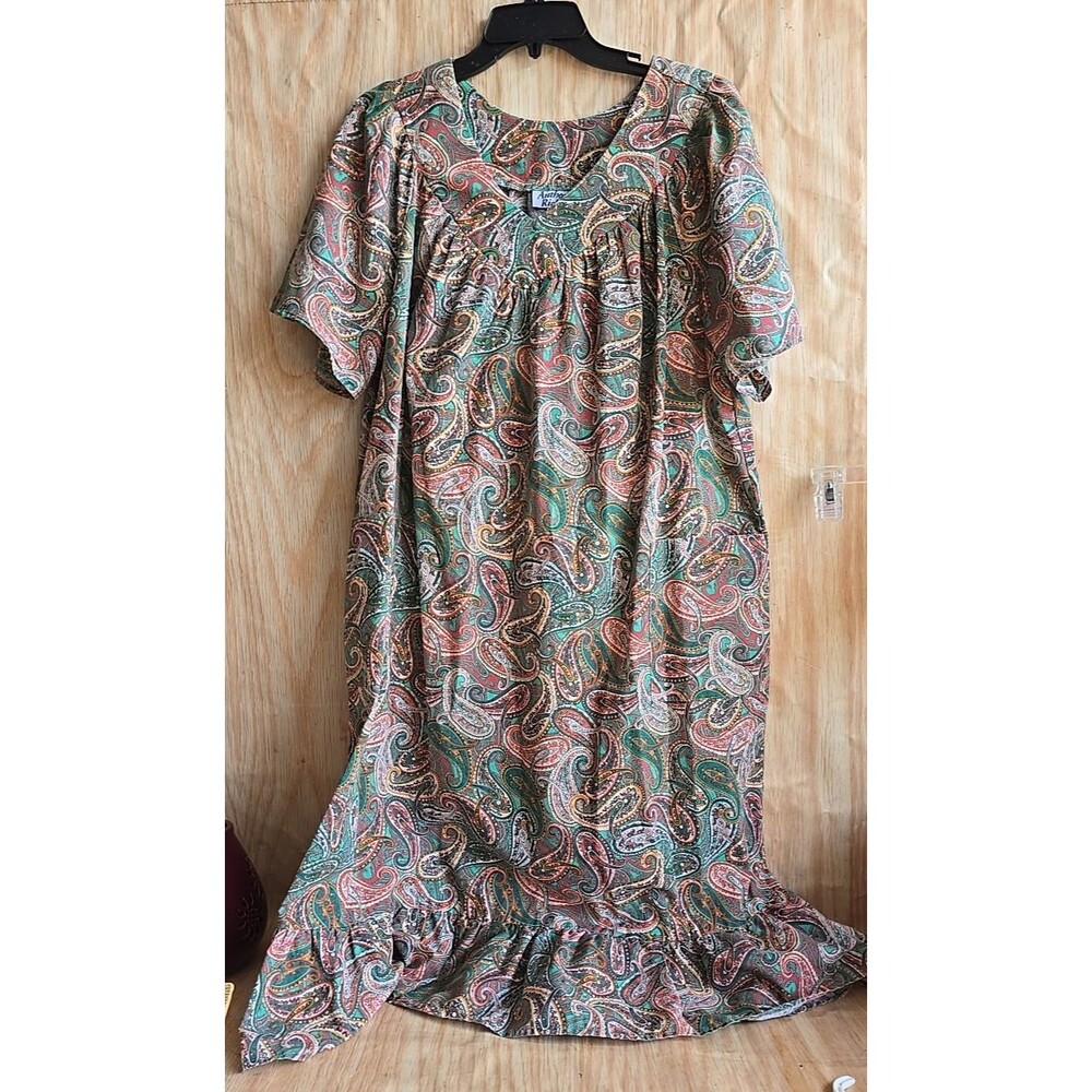 Anthony Richards  Night Gown Mumu House Dress Womens 1X PAISLEY COLORFULL